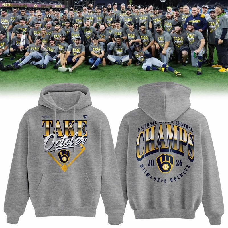 Milwaukee Take Central Grey Baseball Hoodie