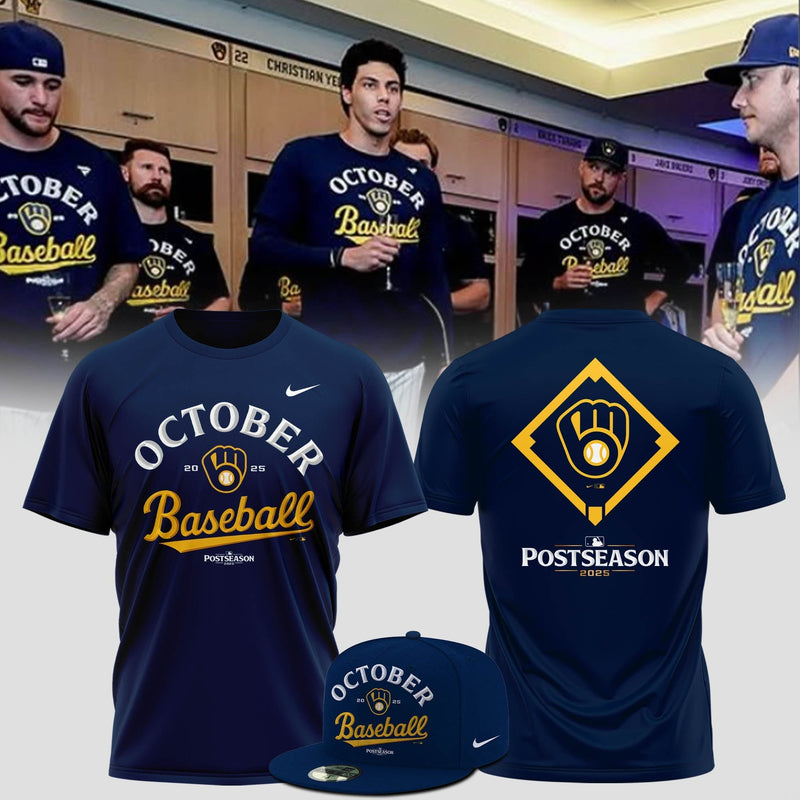 Milwaukee Baseball Postseason Navy Baseball T-Shirt