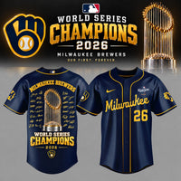 Milwaukee Navy Script Baseball Jersey