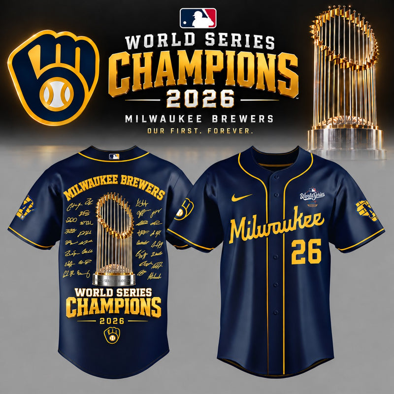 Milwaukee Navy Script Baseball Jersey