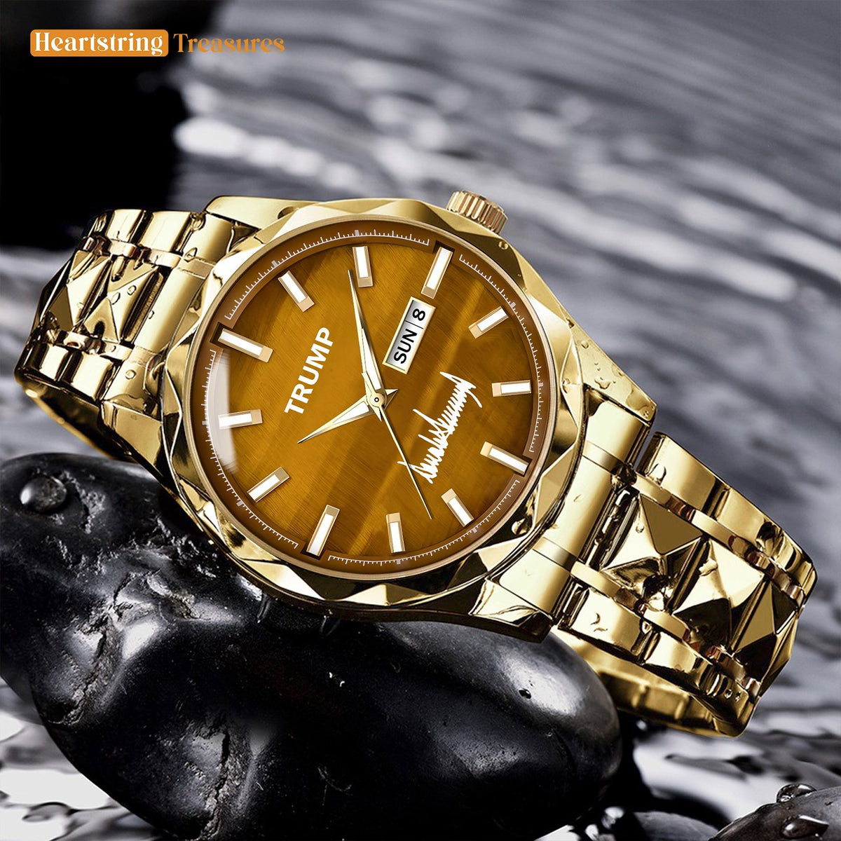 TRUMP Watch 2026 Luxury Gold – Rustic Brown Dial – Gold Watch for Men