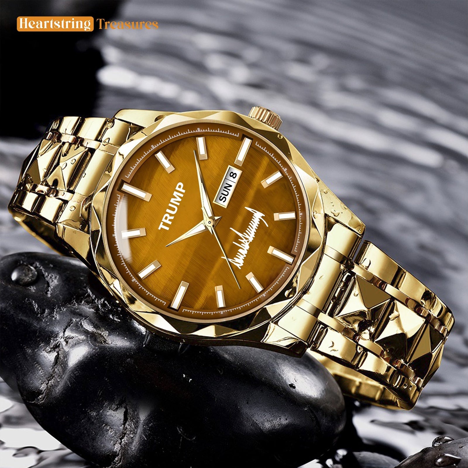 TRUMP Watch 2026 Luxury Gold – Rustic Brown Dial – Gold Watch for Men