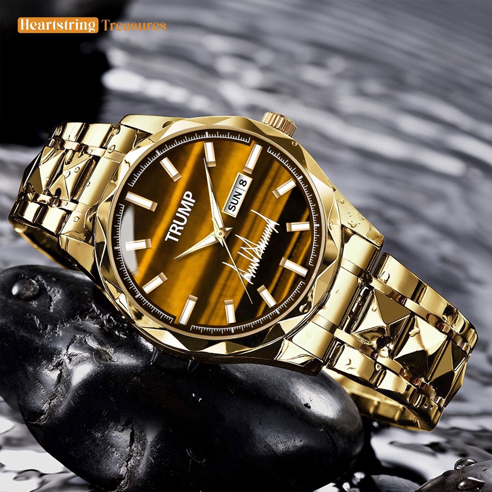 TRUMP Watch 2025 Luxury Gold – Dark Brown Dial – Gold Watch for Men