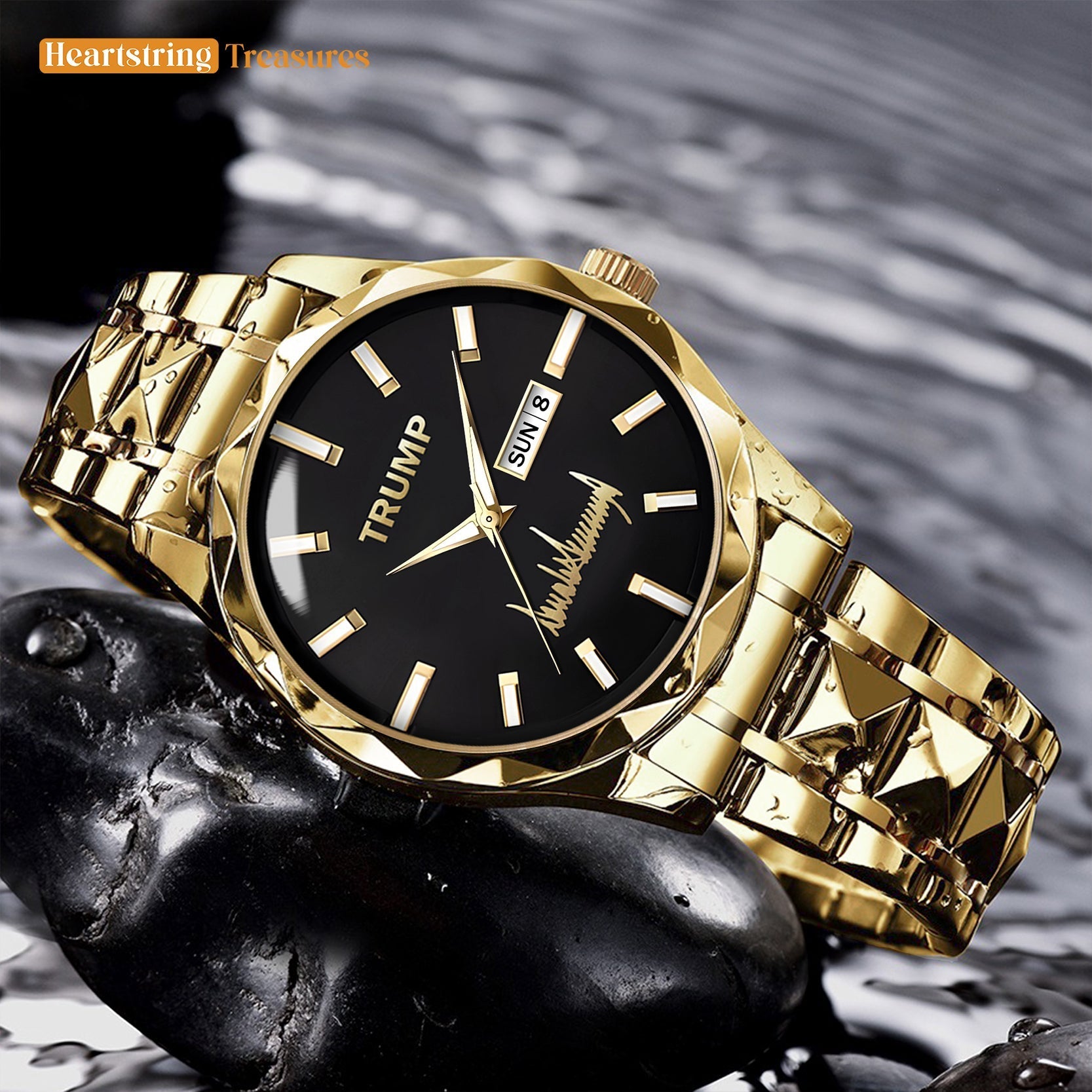 TRUMP Watch 2025 Luxury Gold – Midnight Black Dial  – Gold Watch for Men