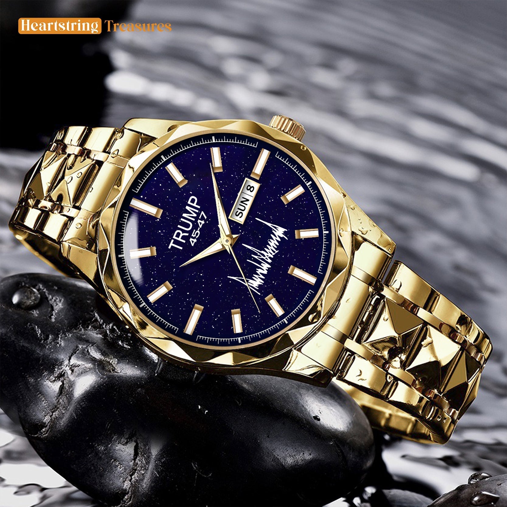 TRUMP Watch 45-47 Luxury Gold – Blue Eclipse Dial  – Gold Watch for Men