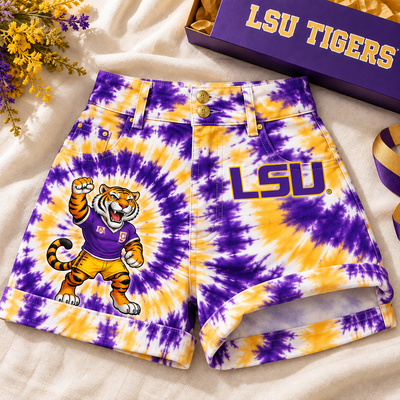 Baton Rouge Tie-Dye Spiral Cuffed Shorts