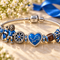 Detroit Football Fan Charm Bracelet
