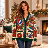 Psychedelic Rose Christmas Cardigan
