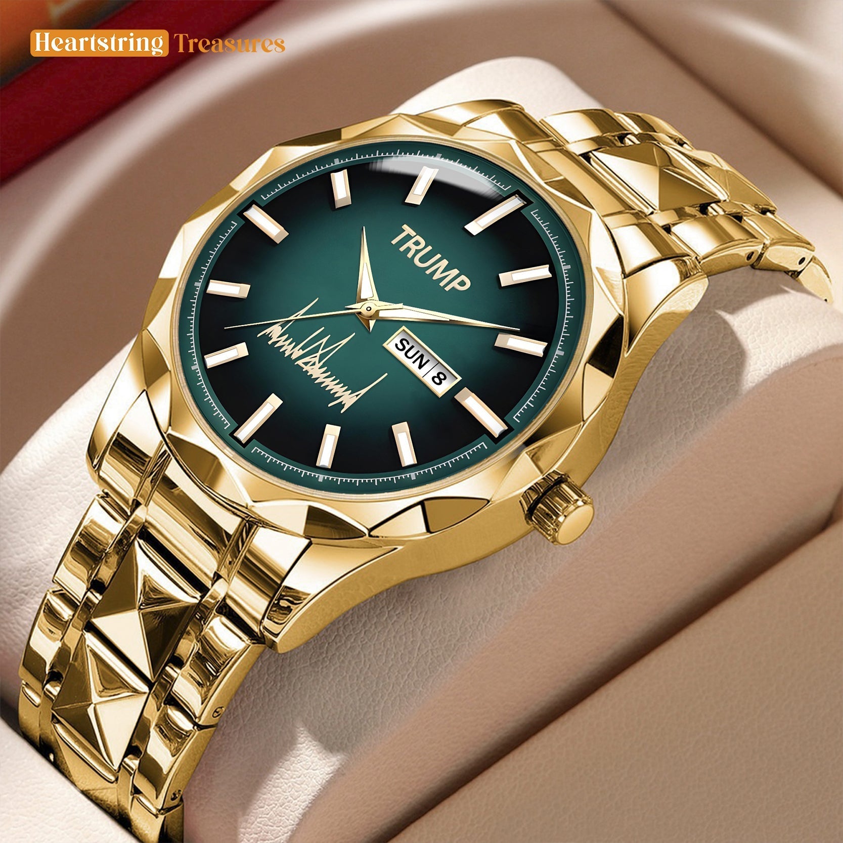 TRUMP Watch 2025 Luxury Gold – Mystic Green Dial  – Gold Watch for Men