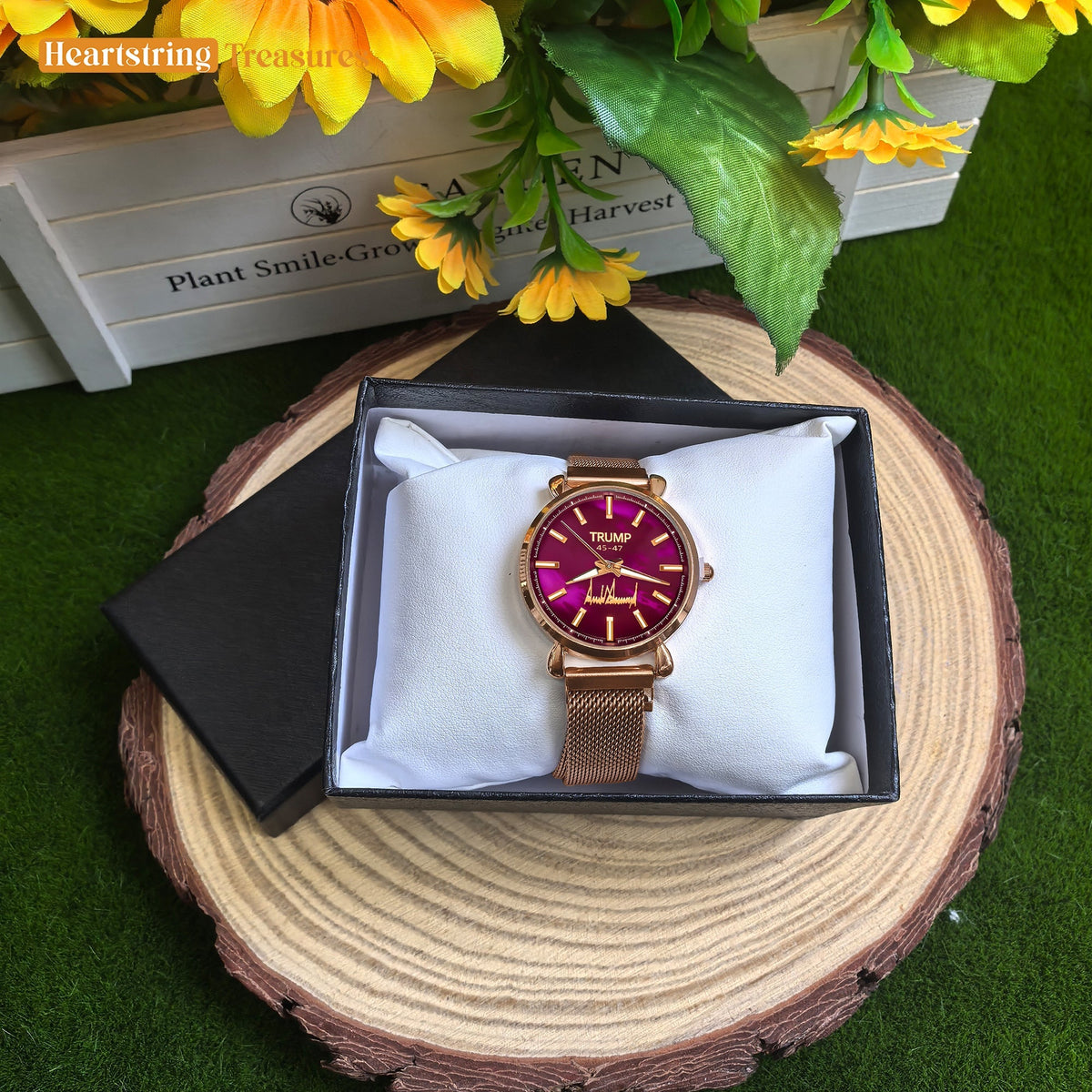 TRUMP 45-47 Watch 2025 Luxury Gold – Galaxy Purple Dial – Gold Watch for Women