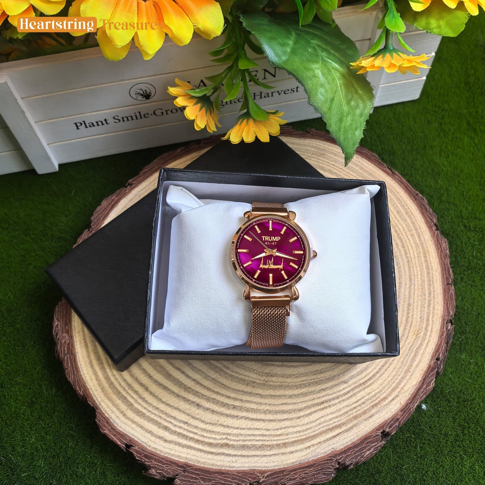 TRUMP 45-47 Watch 2025 Luxury Gold – Galaxy Purple Dial – Gold Watch for Women