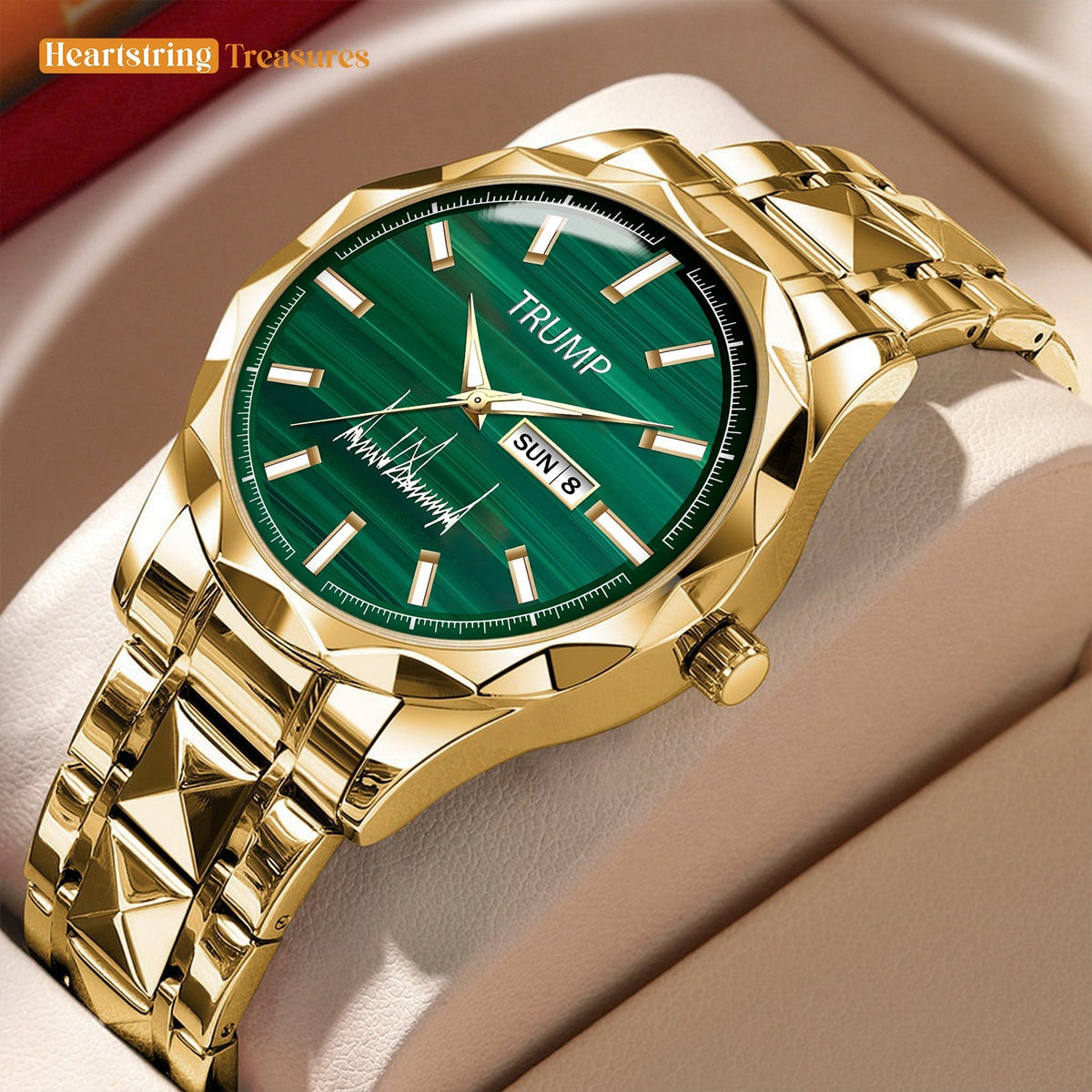 TRUMP Watch 2025 Luxury Gold –Brushed Emerald Dial – Gold Watch for Men
