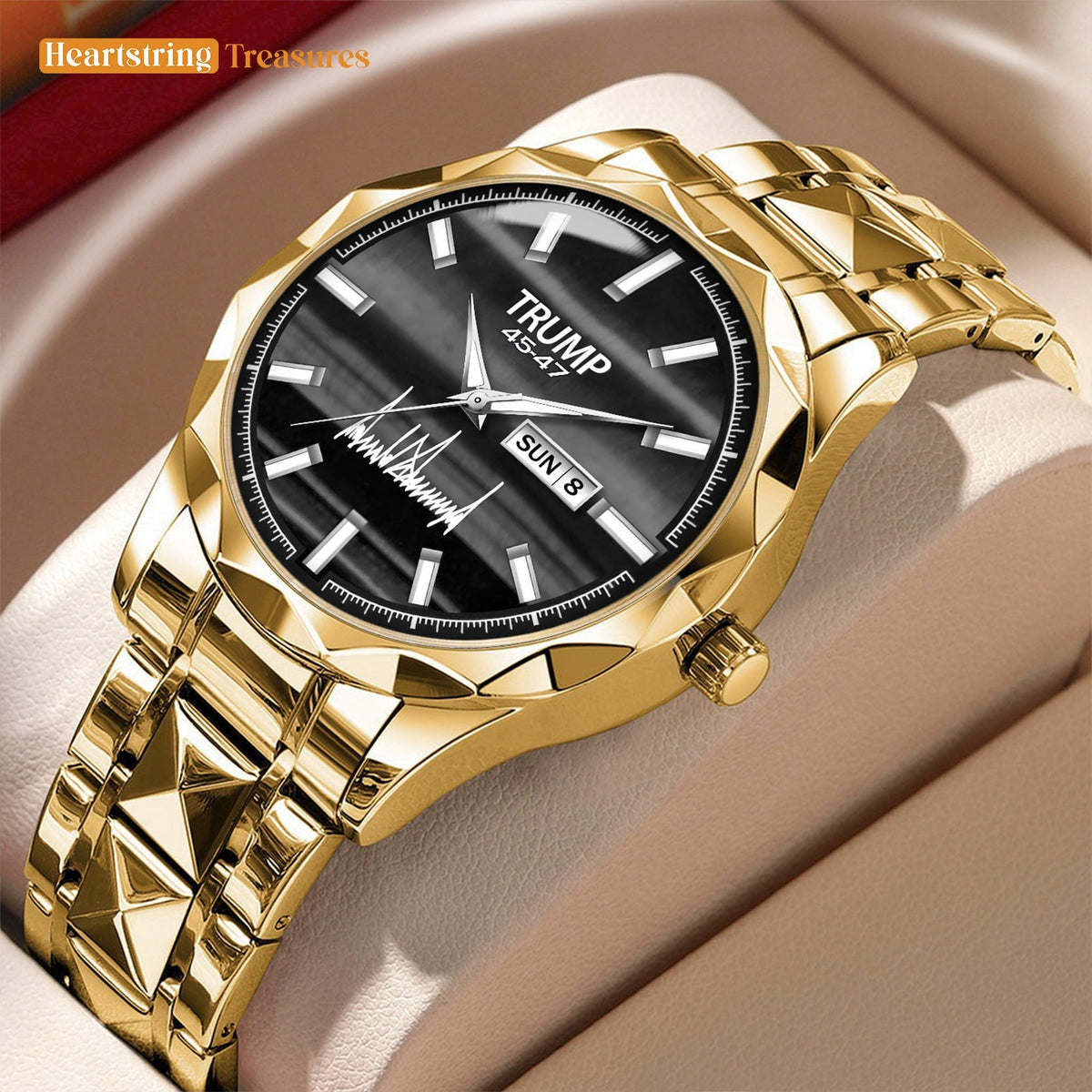 TRUMP Watch 45-47 Luxury Gold – Black White Grain – Gold Watch for Men