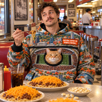 Cincinnati Aerial Stadium Cat Pouch Hoodie