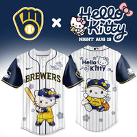 Milwaukee Kitty Night Navy Pinstripe Baseball Jersey