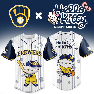 Milwaukee Kitty Night Navy Pinstripe Baseball Jersey