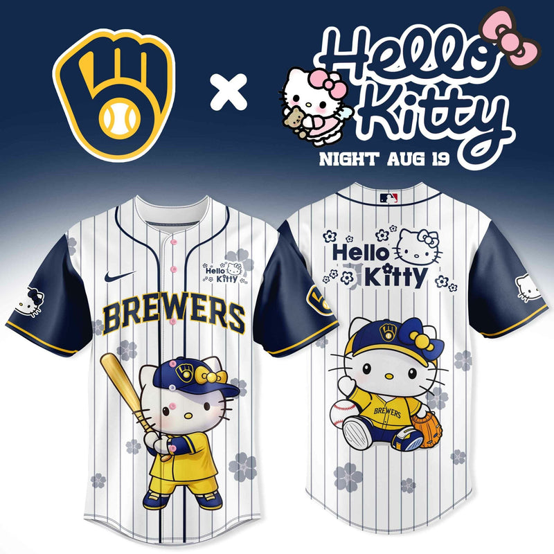 Milwaukee Kitty Night Navy Pinstripe Baseball Jersey