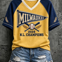 Milwaukee Pennant Raglan Baseball T-Shirt