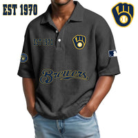Milwaukee Navy Waffle Baseball Polo