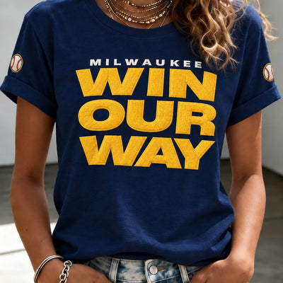 Milwaukee Win The Day Script Baseball T-Shirt