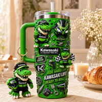 Green Racing Motorcycle Dazzle 40oz Tumbler
