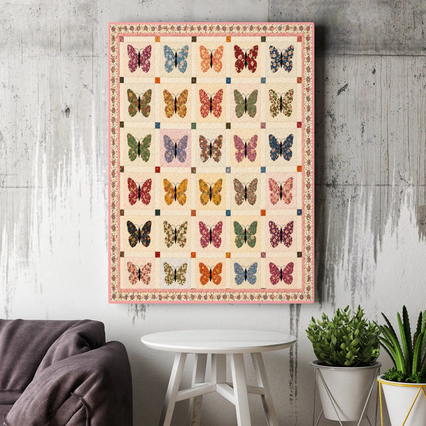 Vintage Butterfly Patchwork printable wall art digital download