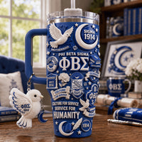 Blue and White Fraternity Gilded 40oz Tumbler