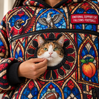 Atlanta Stained Glass Cat Pouch Hoodie