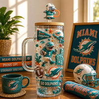 Miami Dolphin Football Glam 40oz Tumbler