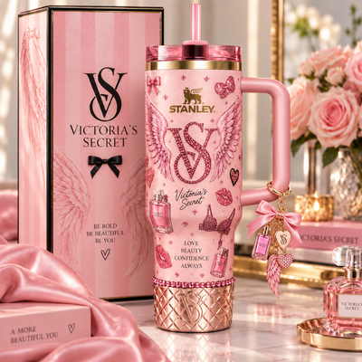 Pink Angel Glam Rhinestone 40oz Tumbler