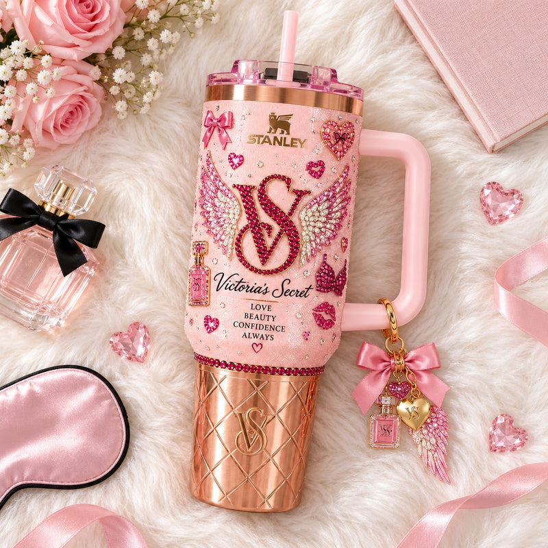 Pink Glam Angel Rhinestone 40oz Tumbler