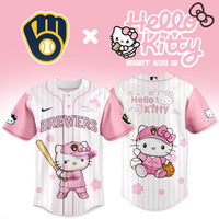 Milwaukee Pink Kitty Night Cherry Blossom Baseball Jersey