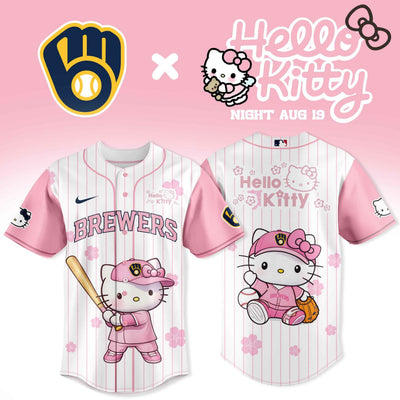 Milwaukee Pink Kitty Night Cherry Blossom Baseball Jersey