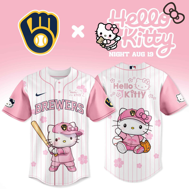Milwaukee Pink Kitty Night Cherry Blossom Baseball Jersey