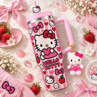 Pink Cute Kitty Gilded 40oz Tumbler