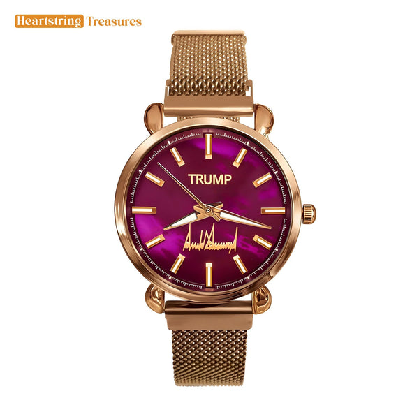 TRUMP Watch 2026 Luxury Gold – Galaxy Purple Dial – Gold Watch for Women