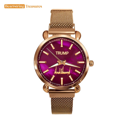 TRUMP Watch 2026 Luxury Gold – Galaxy Purple Dial – Gold Watch for Women