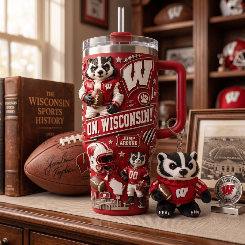 Wisconsin Badger Football Jewel 40oz Tumbler