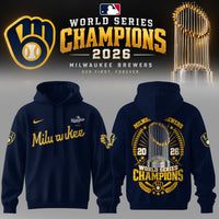 Milwaukee Our First Forever Trophy Navy Baseball Hoodie