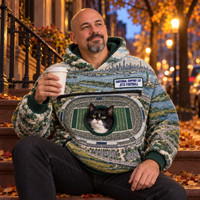 New York Aerial Stadium Cat Pouch Hoodie