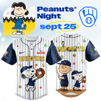 Milwaukee Comic Beagle Night Pinstripe Baseball Jersey
