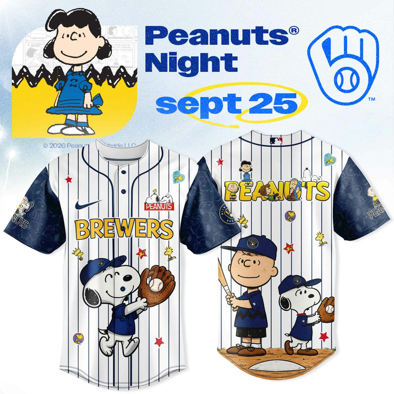 Milwaukee Comic Beagle Night Pinstripe Baseball Jersey