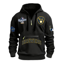 Milwaukee Zip Pocket Grey Baseball Hoodie