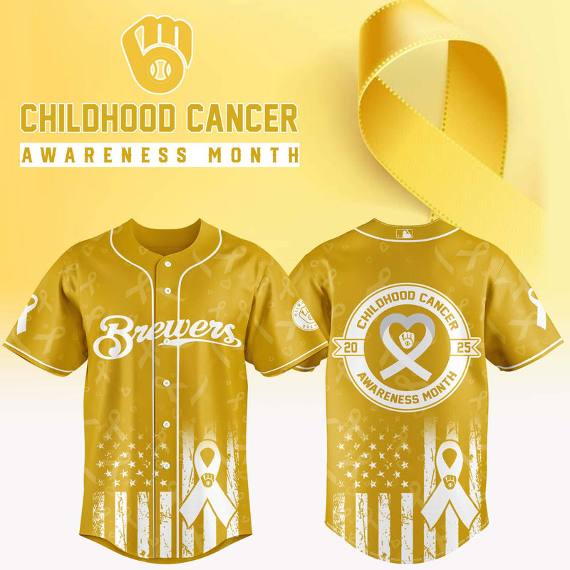 Milwaukee Childhood Cancer Awareness Gold Baseball Jersey