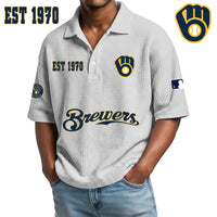 Milwaukee Navy Waffle Baseball Polo