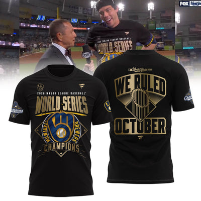 Milwaukee Gold Foil Black Baseball T-Shirt