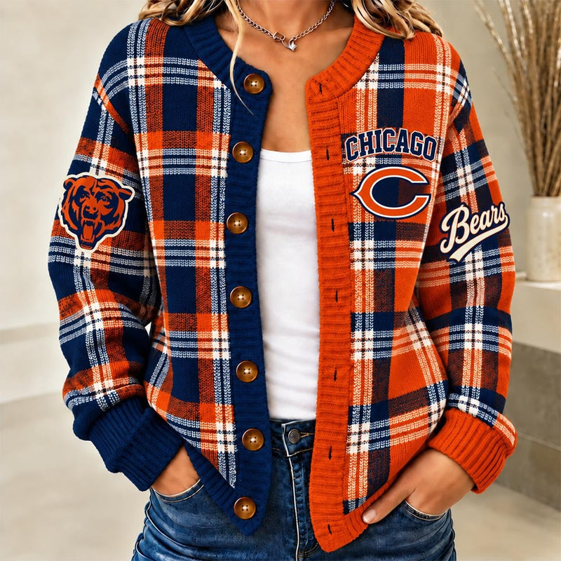 Chicago Plaid Knit Women's Cardigan