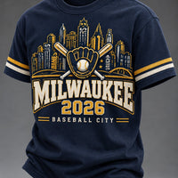 Milwaukee City Skyline Baseball T-Shirt