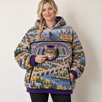 Minneapolis Aerial Stadium Cat Pouch Hoodie