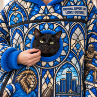 Detroit Stained Glass Cat Pouch Hoodie